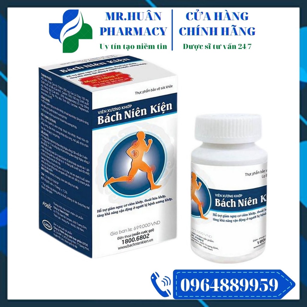 Bách Niên Kiện - Hỗ trợ giảm nguy cơ viêm khớp, thoái hóa khớp, tăng khả năng vận động ở người bị bệnh xương khớp.