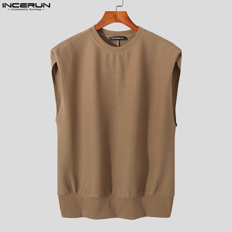 Áo thun ba lỗ INCERUN màu sắc đơn giản cho nam