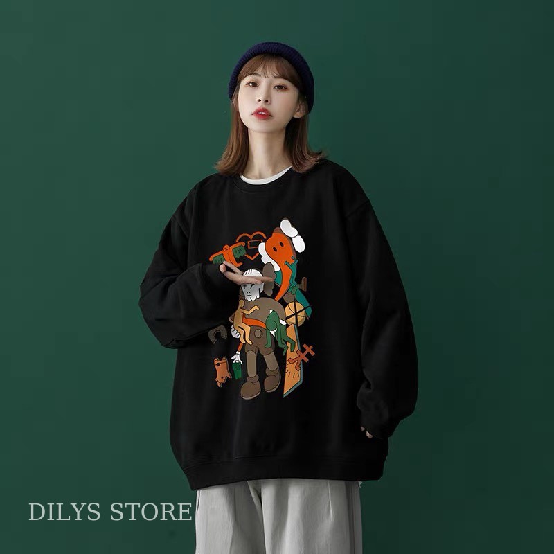 [XẢ KHO GIÁ RẺ BAO CHẤT] Áo Sweater Unisex Nam Nữ Form Rộng Dễ Phối Đồ In Hình Phong Cách, Áo 2 Màu Cá Tính | BigBuy360 - bigbuy360.vn