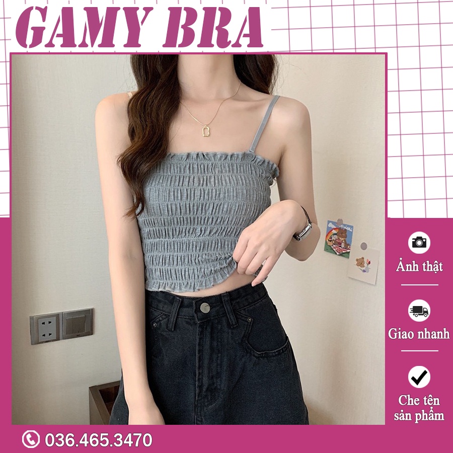 Áo bra quây có dây nhún bèo 2088, áo 2 dây có đệm ngực nhiều màu freesize