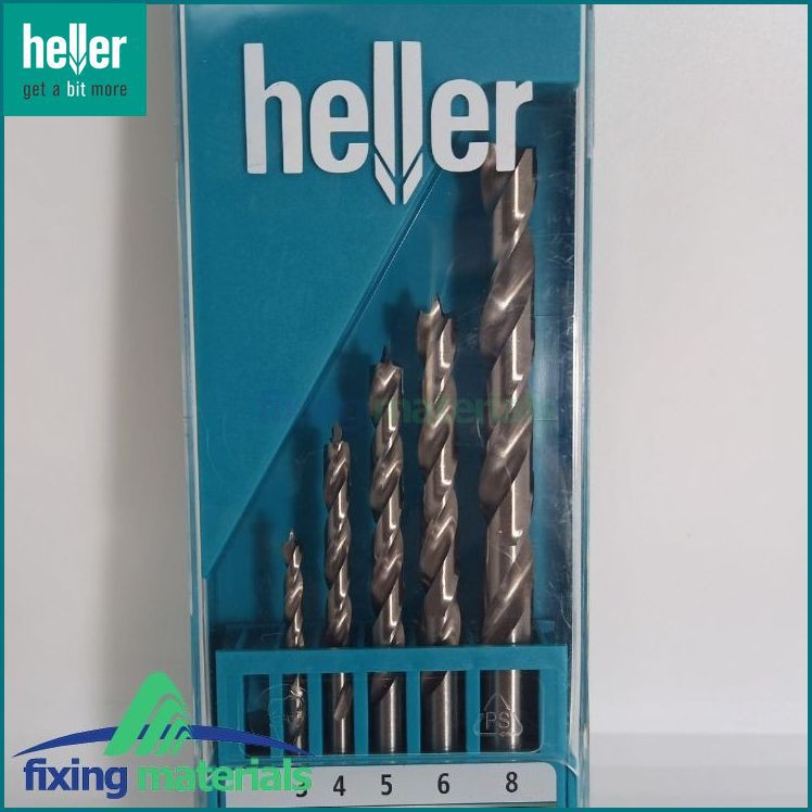 Hộp 5 mũi khoan gỗ HELLER HSS Turbo (kiểu định tâm, dòng HSS)