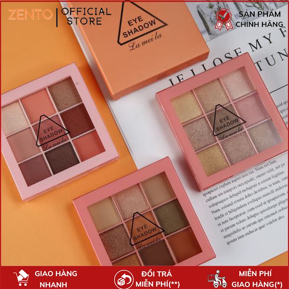 Phấn Mắt Nhũ Hộp Vuông Lameila 9 Ô Eye Shadow Bảng Màu Hottrend Siêu Lì Zentop