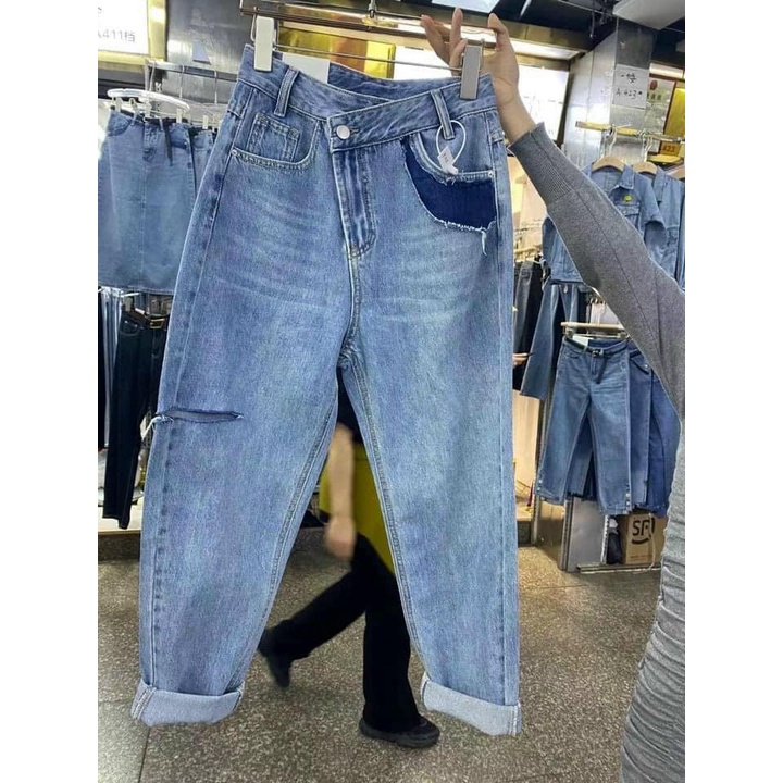 QUẦN jeans boy xanh viền túi đậm(kèm ảnh thật và video)