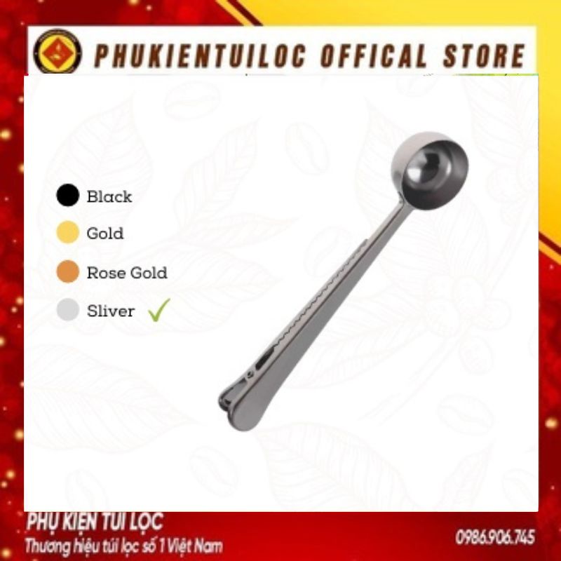 Kẹp miệng túi cà phê, kẹp túi có thìa inox đa chức năng- Phukientuiloc.com
