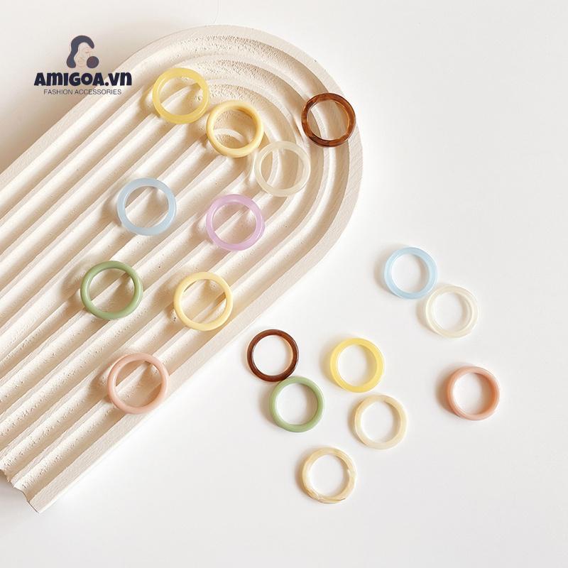 Nhẫn Nhựa Resin Mini 17mm Nhiều Màu Sắc