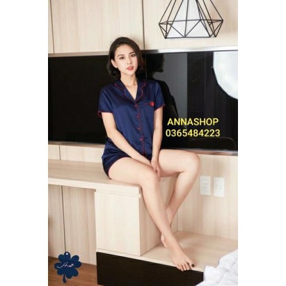 PIJAMA PHI LỤA NƠ TAY NGẮN QUẦN ĐÙI FORM RỘNG DƯỚI 56 KG (HÌNH THẬT KÈM VIDEO SHOP) !
