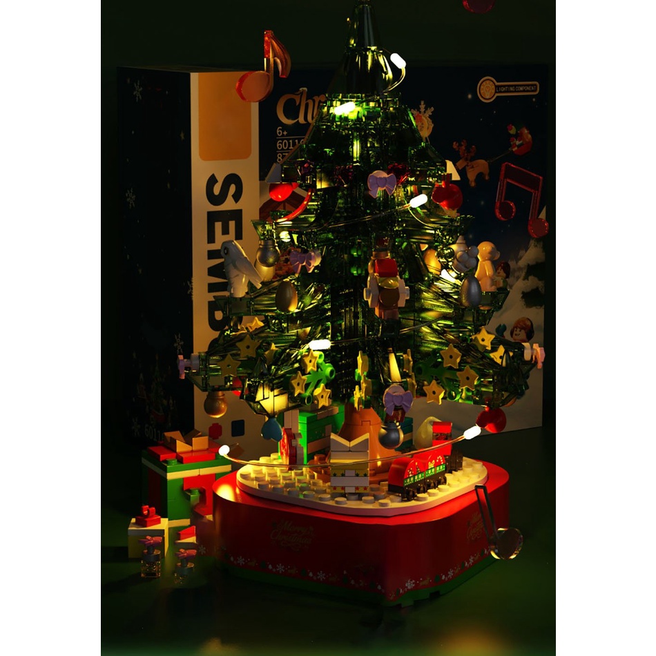 Lắp ráp mô hình noel Christmas Party sembo 601164 bữa tiệc party dưới cây thông noel có nhạc và đèn