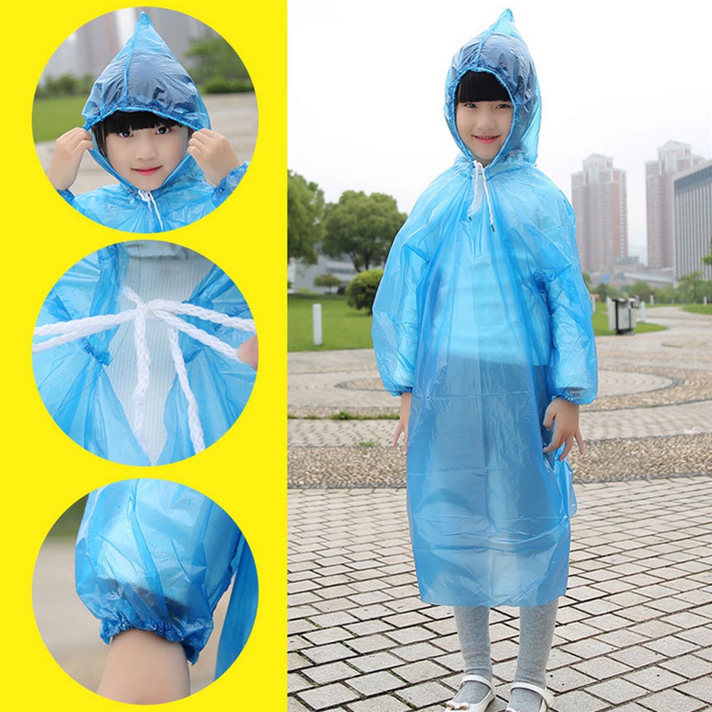 Áo Mưa Một Mảnh Màu Sắc Đa Dạng Chống Nước Dùng Một Lần Cho Trẻ Em
