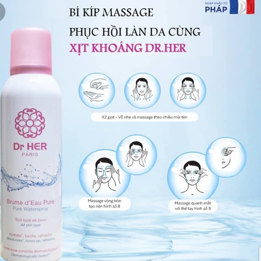 Xịt Khoáng Pháp Dr Her Paris 150ml Pháp