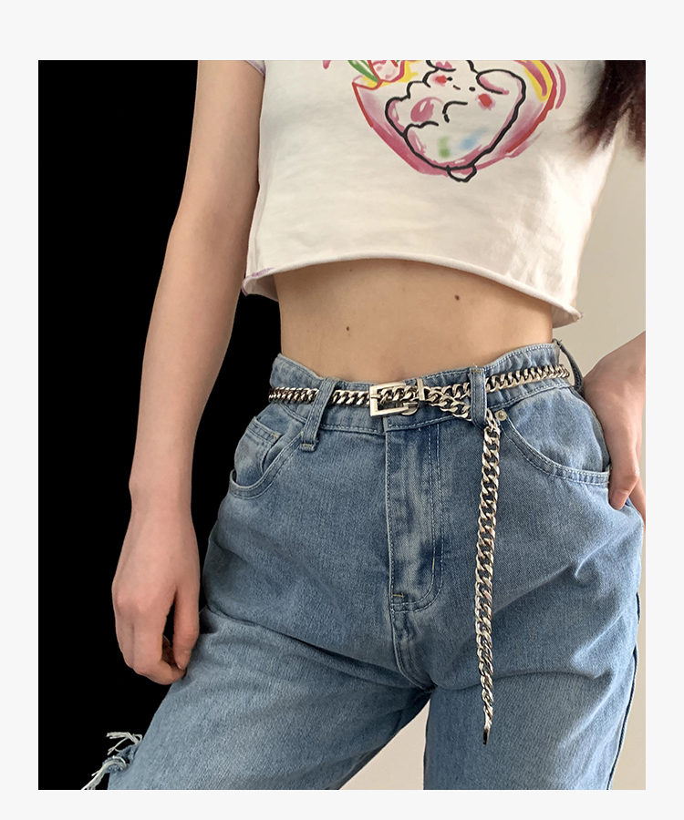 Dây xích kim loại trang trí quần jean phong cách hip hop cho nam nữ