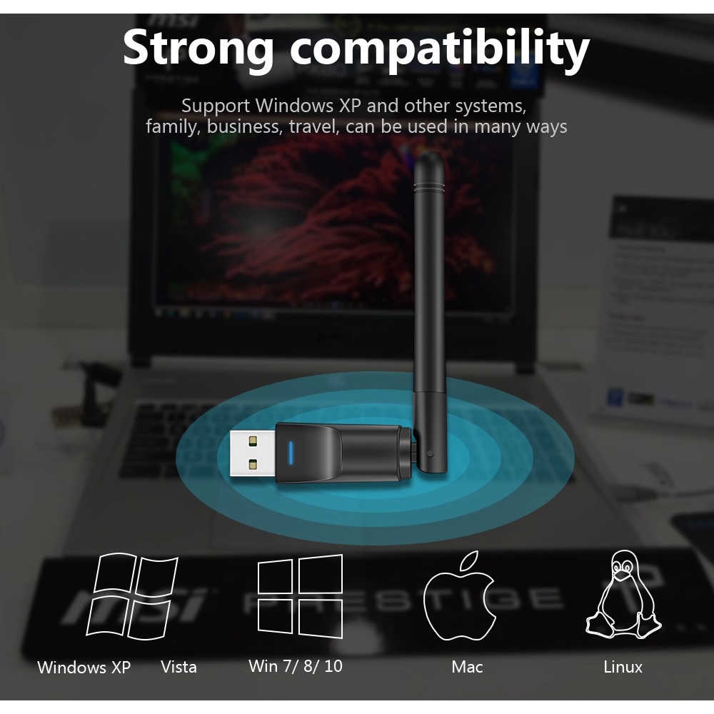 Thiết bị kết nối wifi USB 150Mbps 2.4 Ghz Ananger 802.11 b/g/n chất lượng cao
