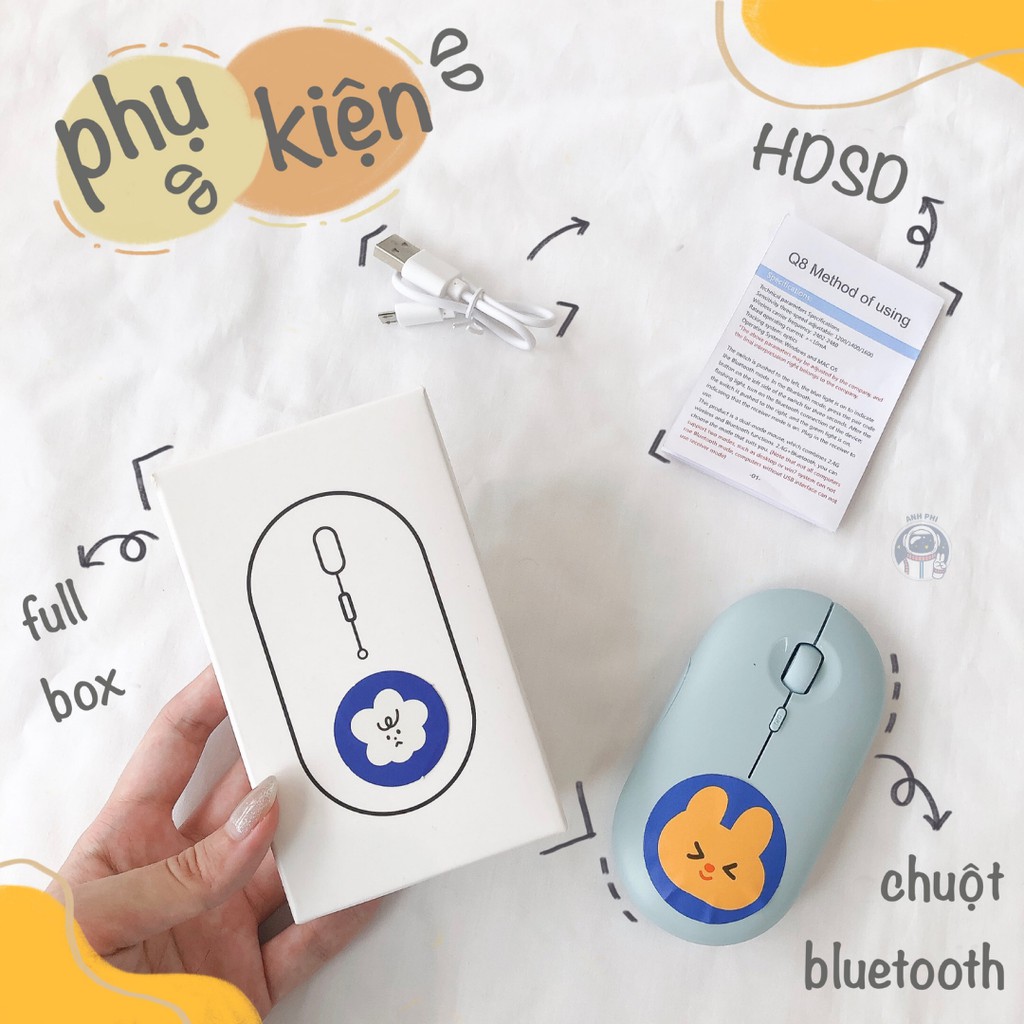 [Mã SKAMCLU9 giảm 10% đơn 100K] Chuột Máy Tính Không Dây Bluetooth - Kết Nối Kép