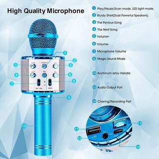 Micro karaoke WS858 cầm tay không dây KTV USB loa di động