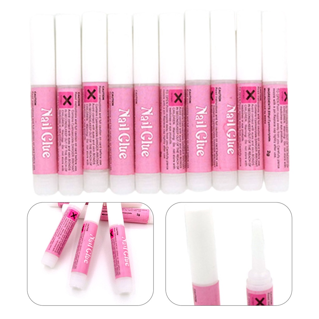 [Hàng mới về] Bộ 10 lọ keo dán 2g siêu nhẹ chuyên dụng cho đính đá trang trí móng tay chất lượng cao