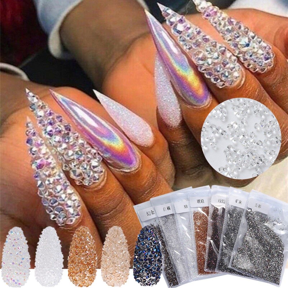 [Hàng mới về] Set 1440 đá giả đính móng trang trí nghệ thuật nhiều màu sắc tùy chọn
