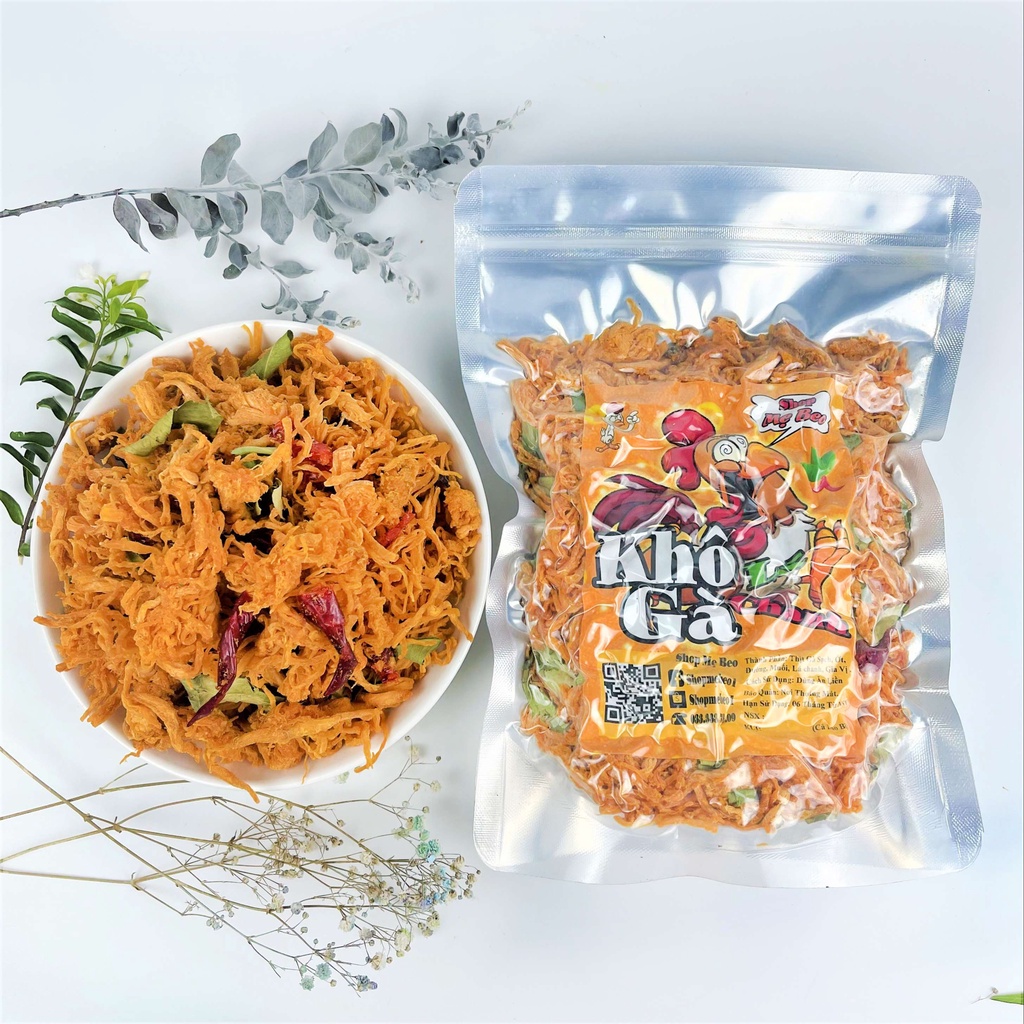500Gr Khô Gà Lá Chanh Xé Cay Túi Zip Hút Chân Không Shop Mẹ Beo
