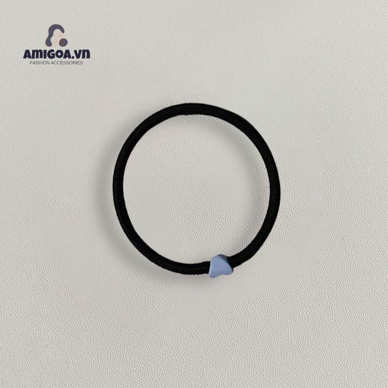 Dây Thun Cột Tóc Cao Su Co Giãn Màu Kẹo Hình Trái Tim Đơn Giản Dành Cho Nữ