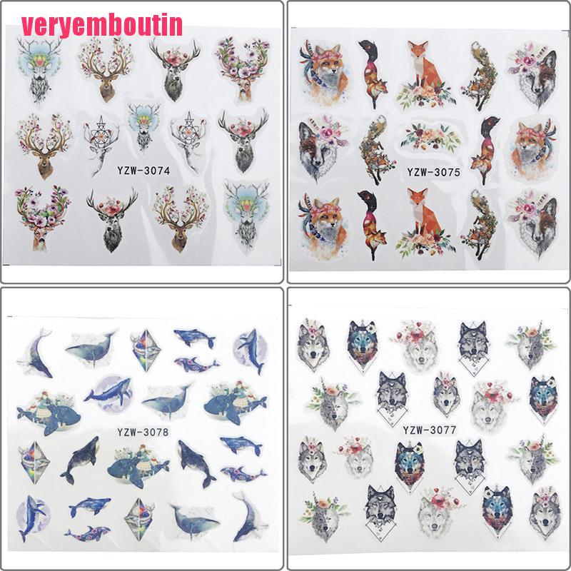 [Hàng mới về] Set 2 tờ miếng dán trang trí móng tay nghệ thuật họa tiết động vật phong cách thời trang