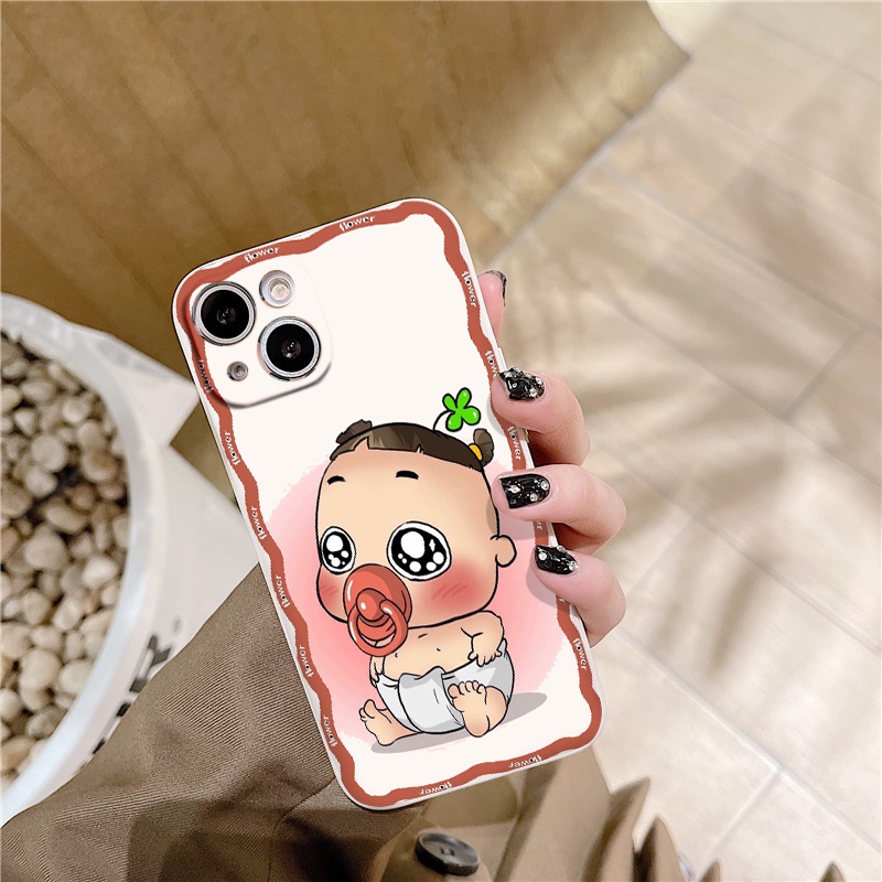 Ốp iphone cạnh vuông Em bé QUỲNH AKA cute cho ip 6/8/7/plus/x/xr/xsmax/12 pro max/11pro max/13pro max-nt056