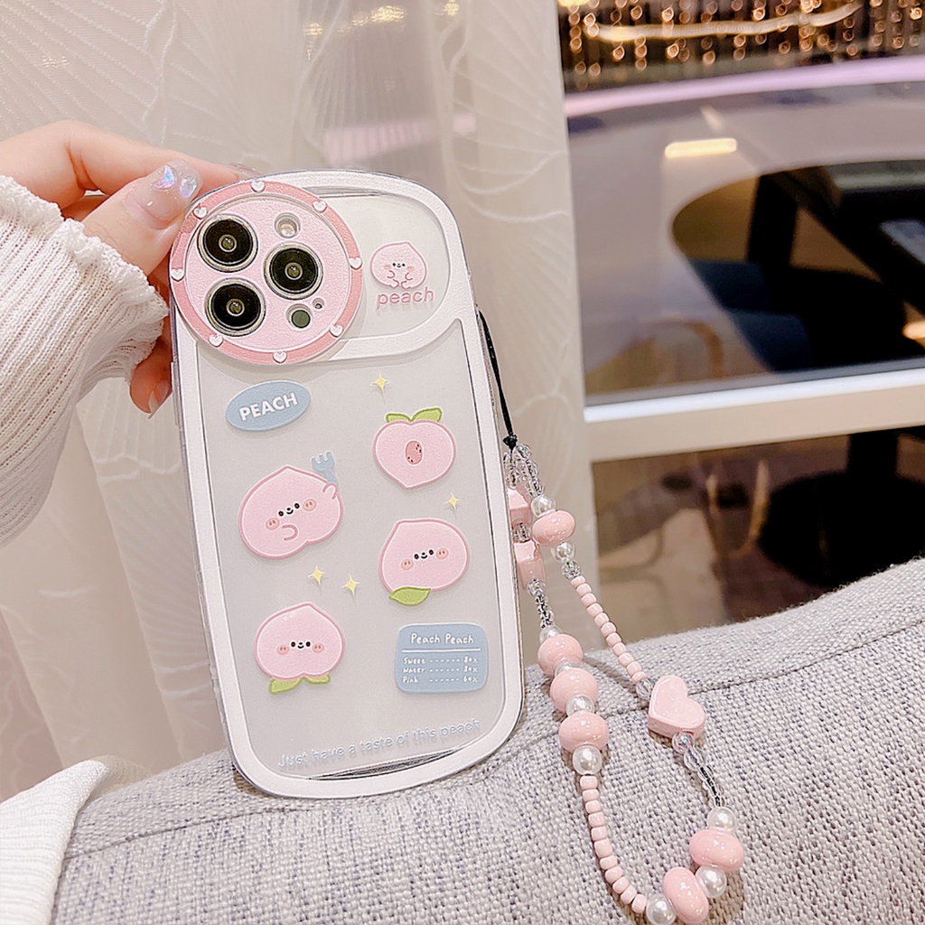 Ốp Điện Thoại Họa Tiết Trái Đào Kèm Dây Đeo Cho iPhone X XS XR XS max 13Proax 11 11 pro 11 pro max 12 12 12 pro 12 pro max