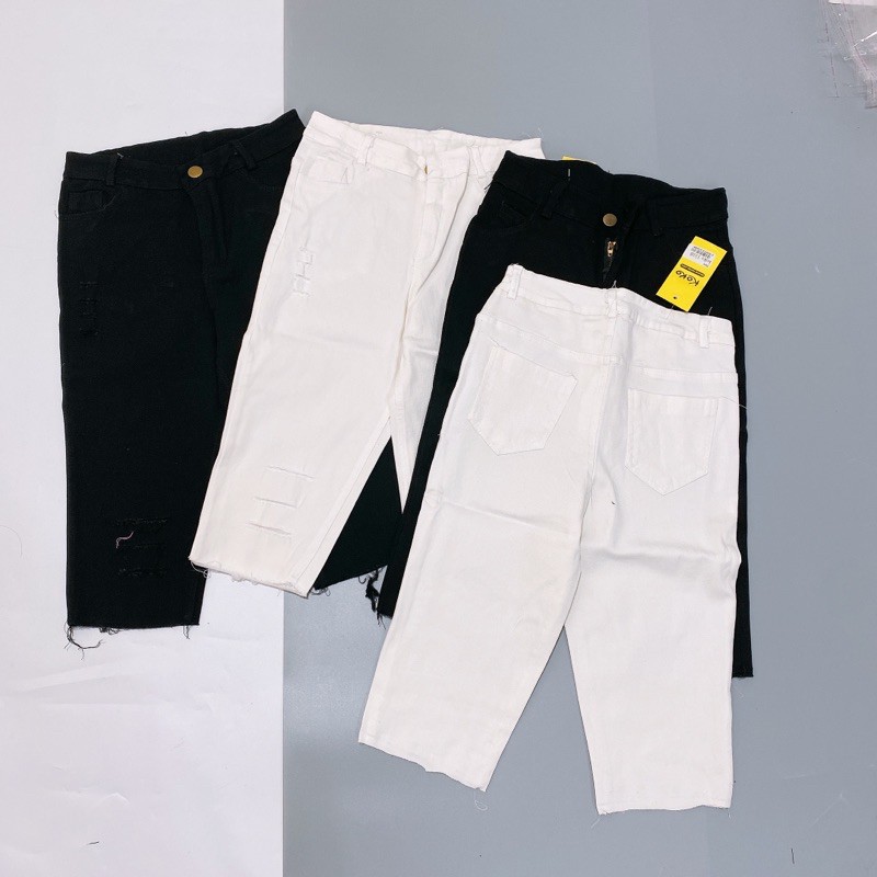Quần ngố skiny giả bò siêu dãn chất cực đẹp, Quần ngố cạp cao QN1510 - NhiNhi Shop