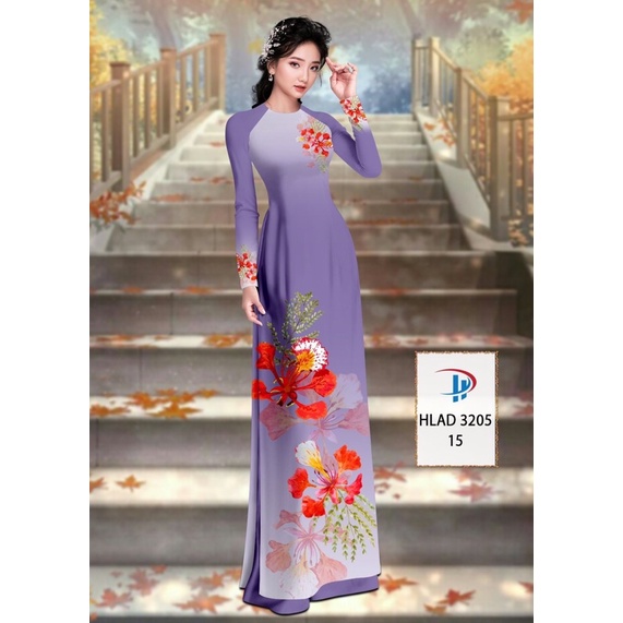Vải may áo dài in 3D Hoa Phượng lụa cao cấp.Có clip vải thật