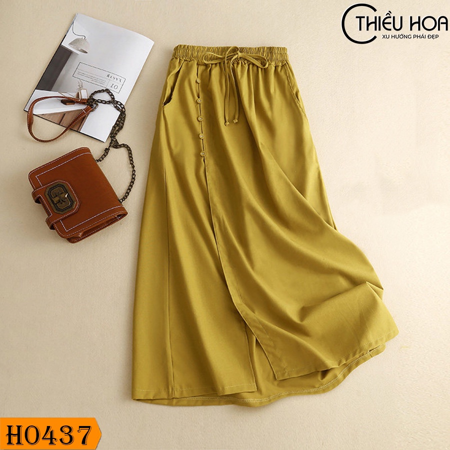 Chân váy nữ trung niên cao cấp, thiết kế thanh lịch sang trọng, chất liệu cotton thoáng mát Thiều Hoa H0437