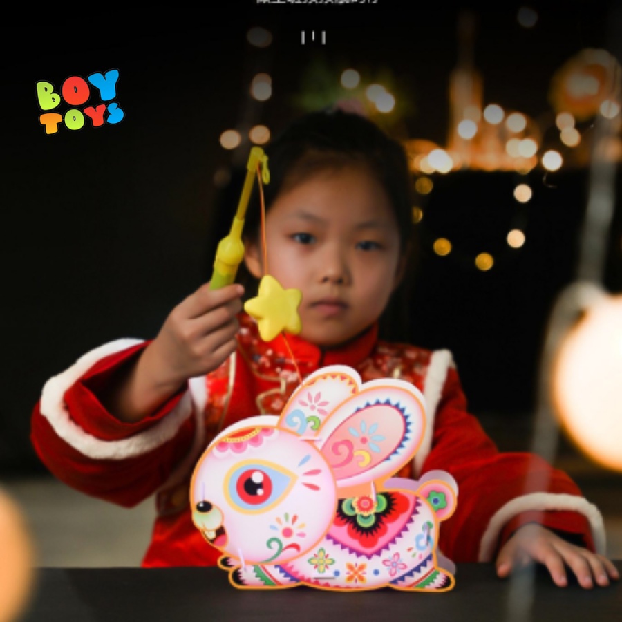 Đồ chơi trung thu lồng đèn nhựa 2 mảnh có nhạc và đèn thú vị cho bé