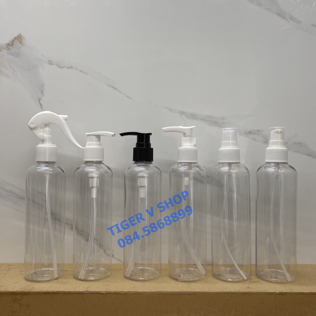 Chai pet nhựa 150ml, 250ml vai vuông vòi nhấn, vòi phun sương