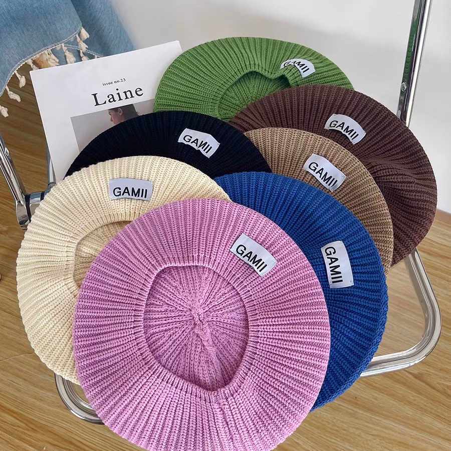 Mũ Beret Dệt Kim Màu Trơn Giữ Ấm Mùa Thu Đông Thời Trang Vintage Đường Phố Cho Nữ