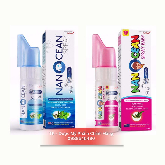 (CHÍNH HÃNG) Dung Dịch Xịt Vệ Sinh Mũi Nano Ocean Spray / Ocean Spray Baby Hỗ Trợ Sổ Mũi, Ngạt Mũi, Viem Mũi Dị Ứng 75ml