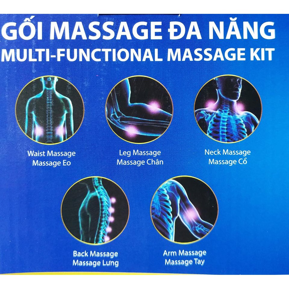 Gối massage hồng ngoại 8 bi - gối massage xoay chiều đa năng hỗ trợ giảm đau nhức mệt mỏi