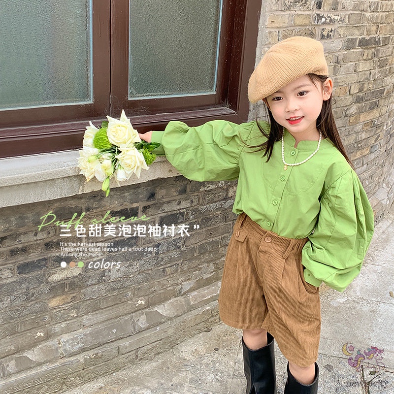 Áo Sơ Mi Dài Tay Phong Cách Retro Hàn Quốc Cho Bé Gái