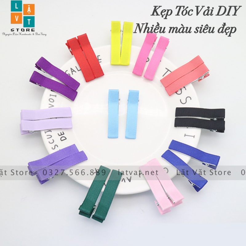 Kẹp tóc bọc vải 5 cm nhiều màu - Phụ kiện tự làm kẹp tóc, trang sức handmade, kẹp tóc ruybang