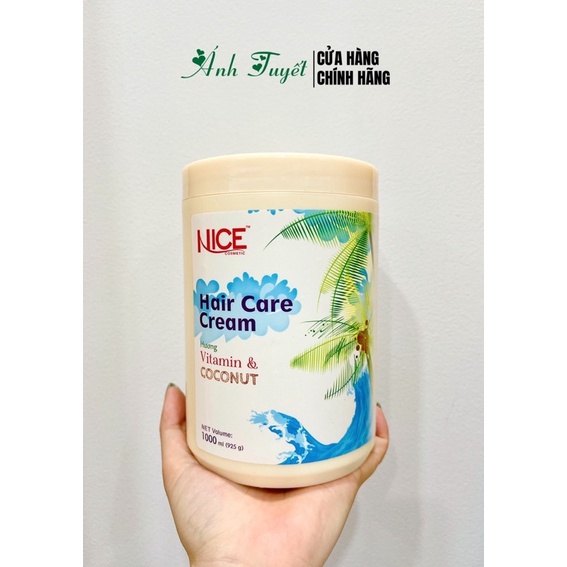 Hấp dầu  mềm mượt, phục hồi khô xơ, hư tổn Vitamin & Coconut  NICE Hair Care Cream 1000ml