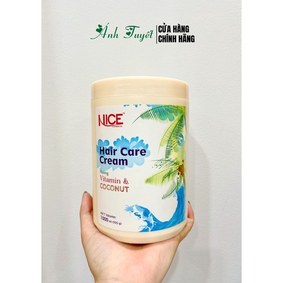 Hấp dầu (kem ủ tóc) mềm mượt, phục hồi khô xơ, hư tổn Vitamin &amp; Coconut (Hương Dừa) NICE Hair Care Cream 1000ml