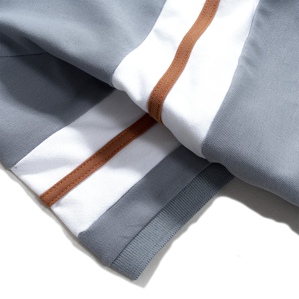 Áo thun polo nam xám có cổ đẹp MATANO - Áo phông polo nam cổ trụ bẻ, vải cá sấu cotton cao cấp, phối màu kẻ ngang 024 | BigBuy360 - bigbuy360.vn