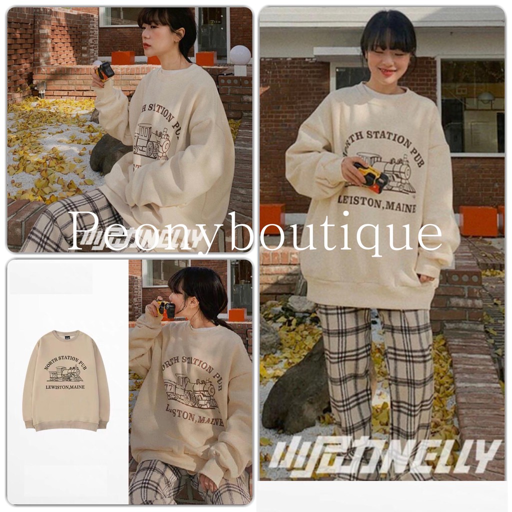 Bộ Nỉ NORTH Culottes Kẻ Nữ [FREESHIP] 🌸 Set sweater thun dài tay bồng, quần suông ống rộng Ulzzang HOT 🌸 | WebRaoVat - webraovat.net.vn