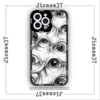 Ốp lưng iphone và samsung xiaomi oppo cạnh vuông Jicase mắt đen trắng 