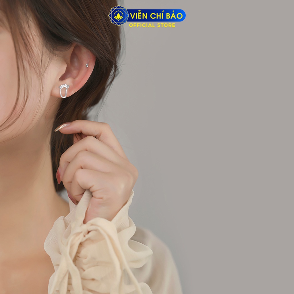 Bông tai bạc nữ bàn chân dễ thương chất liệu bạc 925 thời trang phụ kiện trang sức nữ Viễn Chí Bảo E039