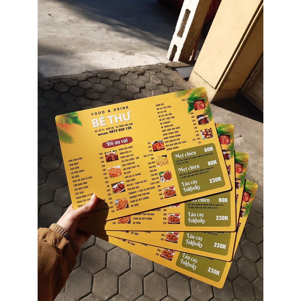 Menu màu cao cấp ép Plastic 150mic