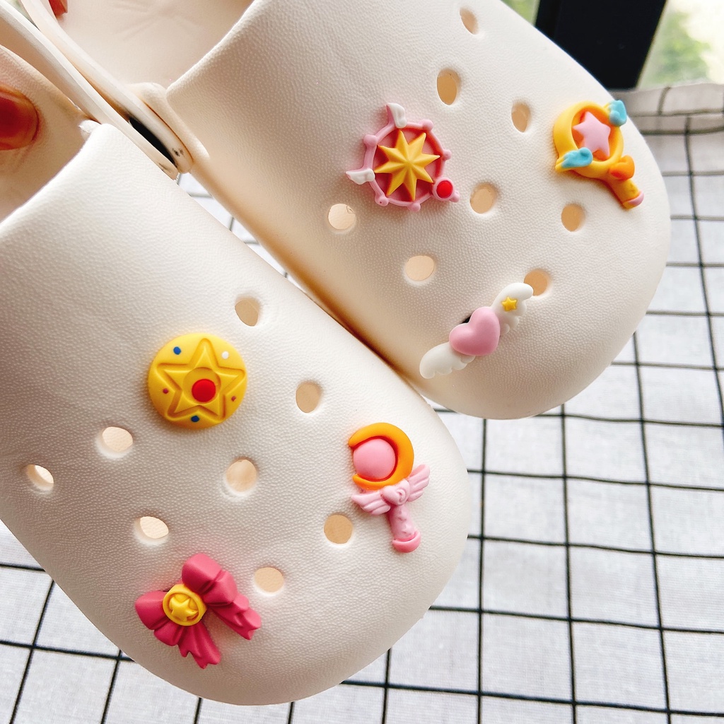 Sticker crocs Shoe Decoration for crocs đế caoBộ 6 Phụ Kiện Nút Khóa Giày Hình Thủy Thủ Mặt Trăng DIY Thời Trang#Loạt Phim Hoạt Hình