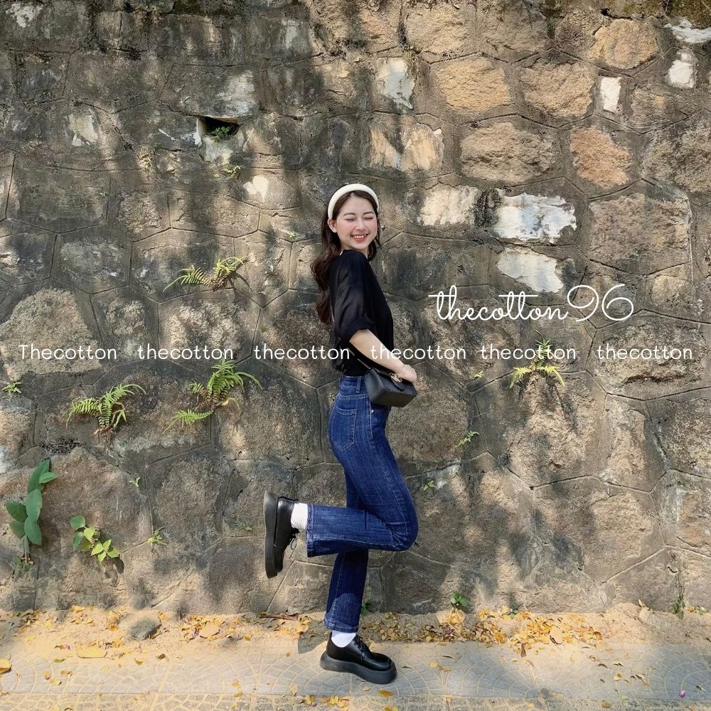 Quần jeans nữ ống loe co giãn quần bò lưng cao ulzzang TheCotton
