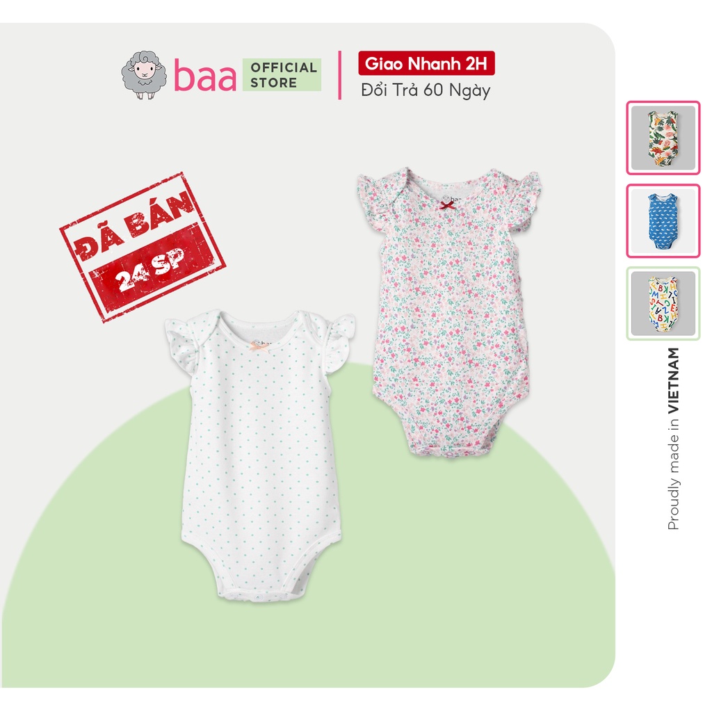 Bodysuit liền thân cho bé sơ sinh,bộ đồ liền thân ba lỗ cho bé gái bé trai từ 0-12 tháng Baa Baby - GN-BD05C-01