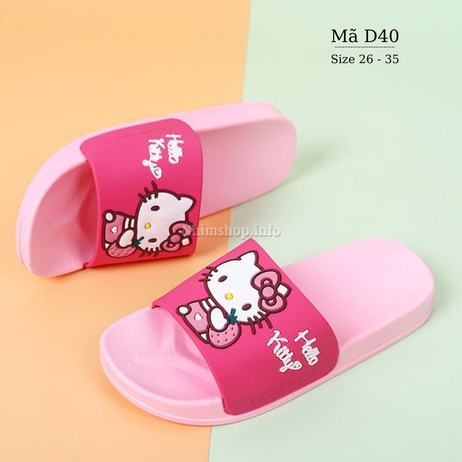 Dép bé gái cho trẻ em học sinh 3  -10 tuổi hình hello kitty Model 2021 quai ngang, đi trong nhà chống trơn trượt D40