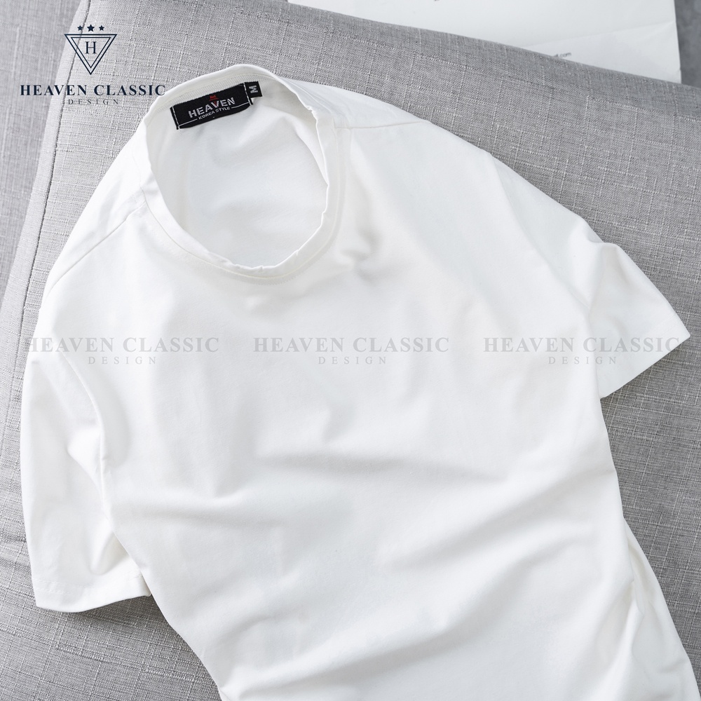 Áo thun nam nữ cổ tròn màu trắng trơn ,vải cotton co giãn 4 chiều cực mềm mịn
