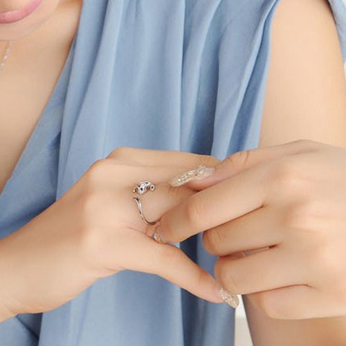 Nhẫn Mạ BạC HìNh MèO ĐíNh Đá Xinh XắN