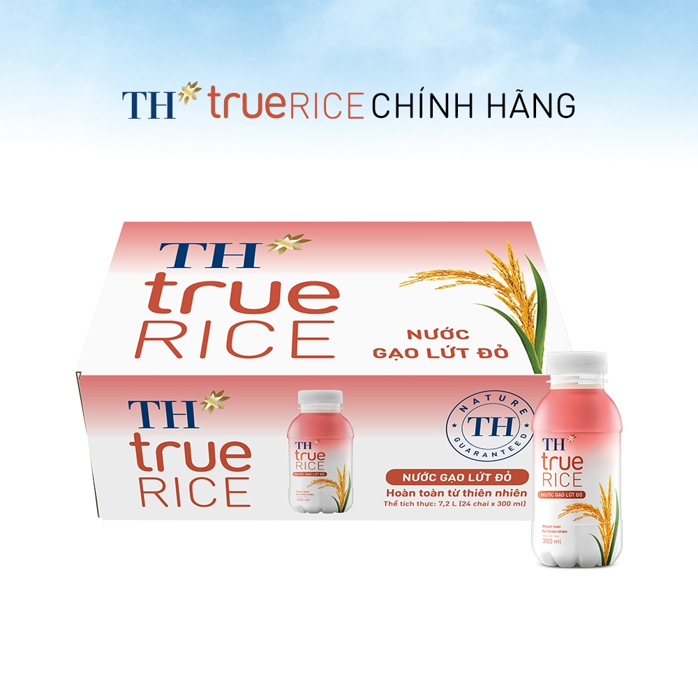 Thùng 24 chai nước gạo lứt đỏ TH True Rice 300ml (300ml x 24)