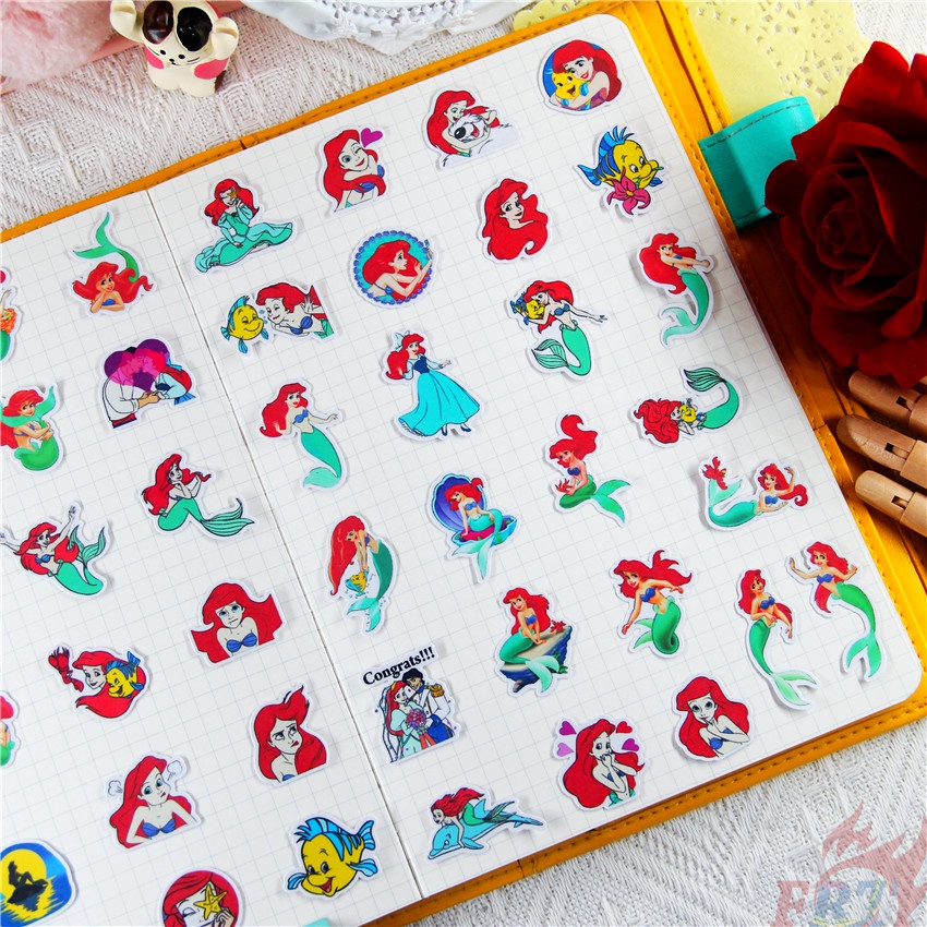 ★★★ Ariel. Miếng Dán Hình Công Chúa Nhỏ Xinh Trang Trí Sổ Tay Q-2 ★★★ Bộ 48 Sticker Dán Trang Trí Album