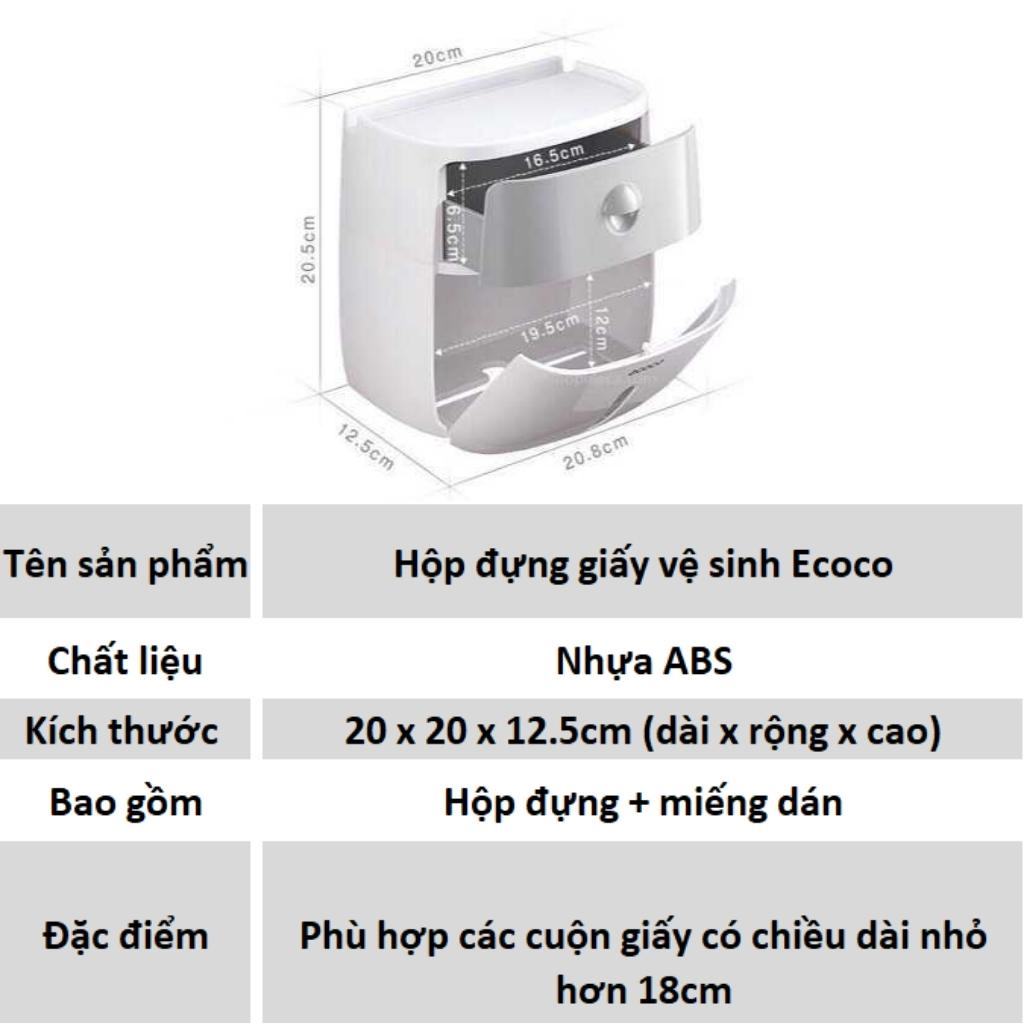 Hộp đựng giấy vệ sinh treo tường chống nước có khay để đồ Ecoco